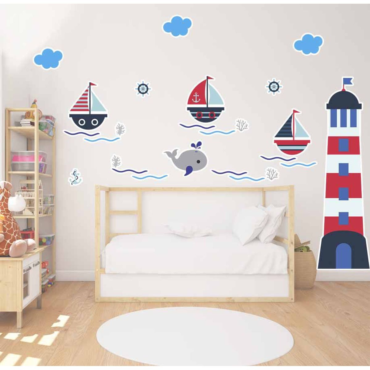 GENERICO - Vinilo Infantil Nautico Mar barcos Faro decoracion Adhesivo para niños