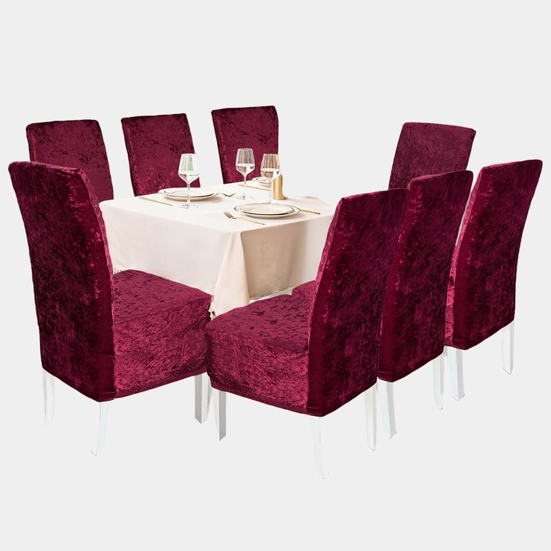 SALA FABULOSA - Funda de silla 8 piezas terciopelo brilloso - Guinda Sala fabulosa