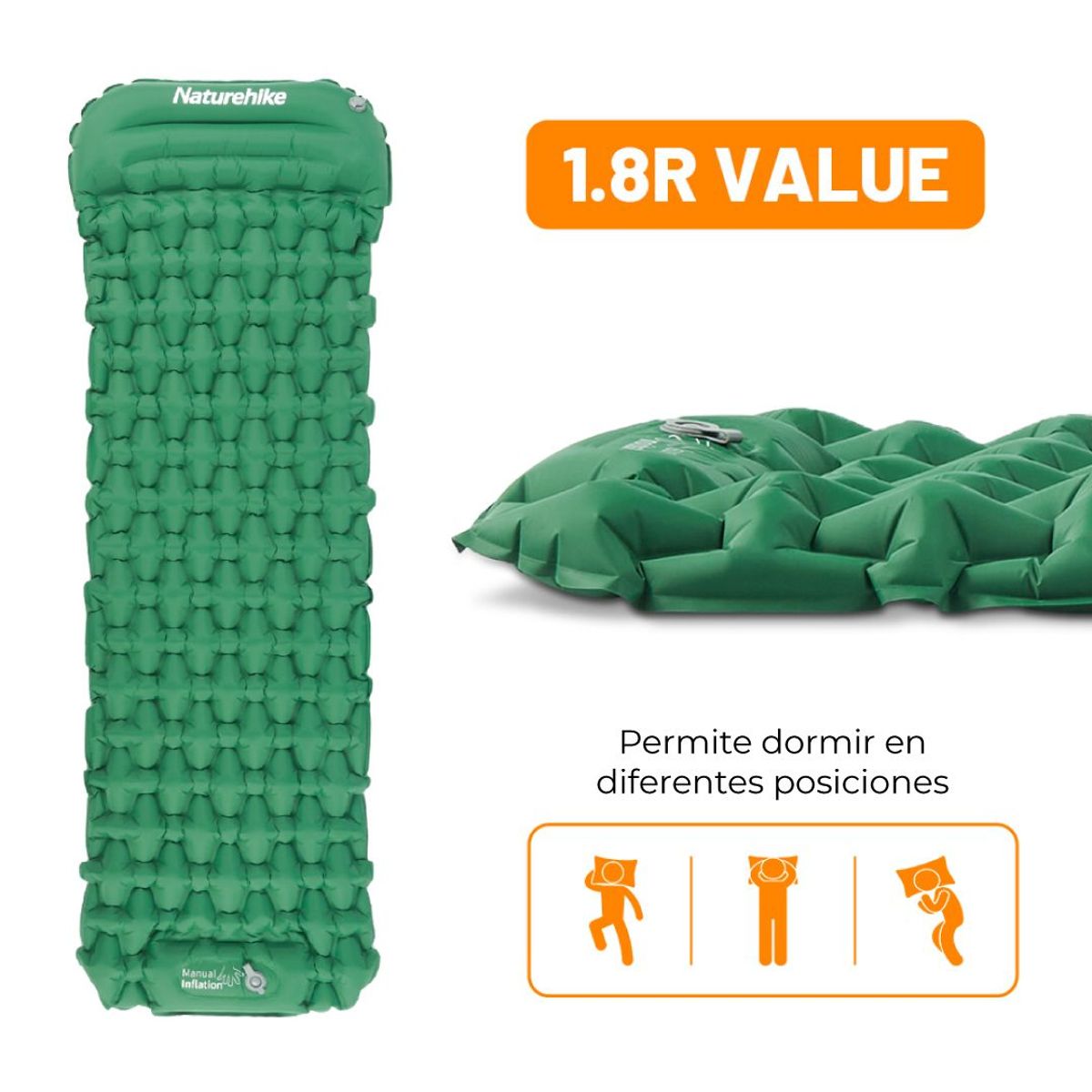 NATUREHIKE - Colchoneta inflable con inflador de pie FC-12  Naturehike