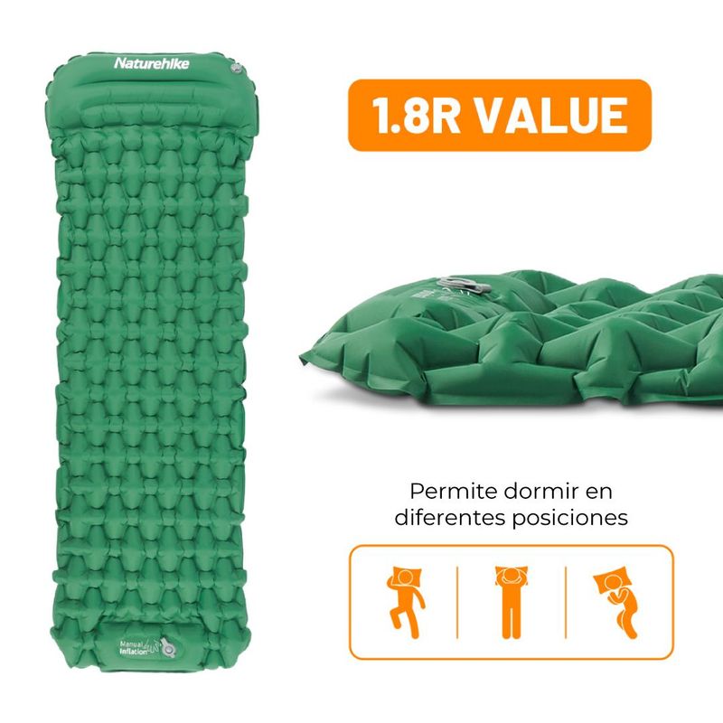 NATUREHIKE - Colchoneta inflable con inflador de pie FC-12  Naturehike
