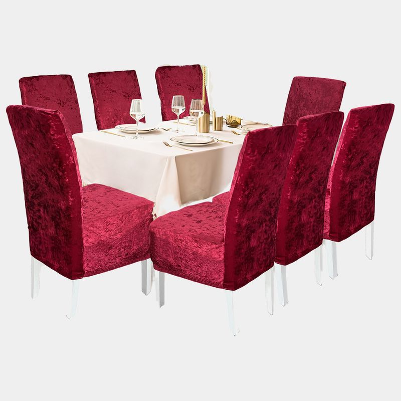 SALA FABULOSA - Funda de silla 8 piezas terciopelo brilloso - Borgoña claro