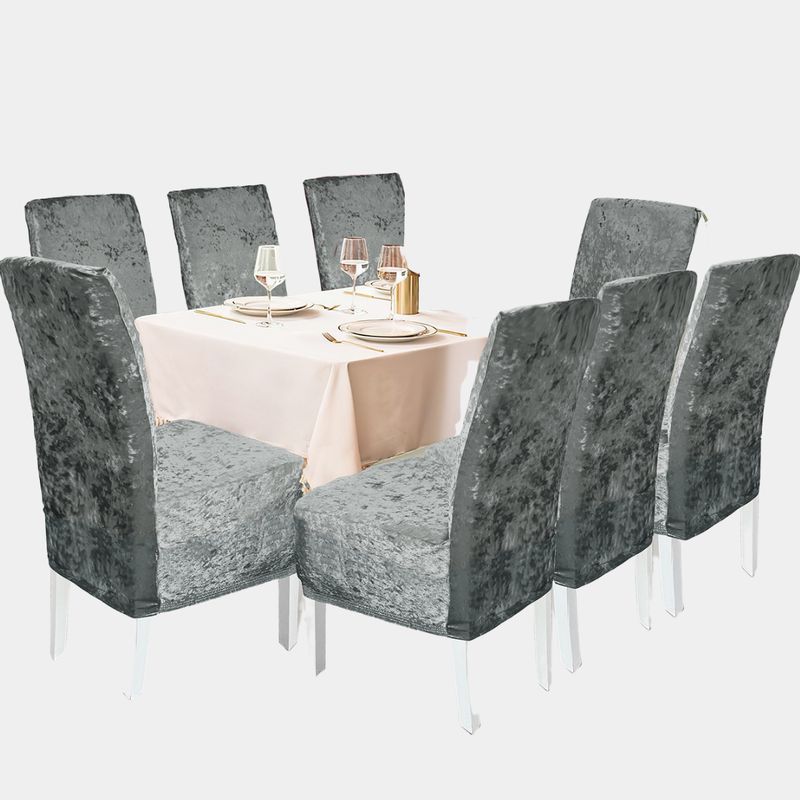 SALA FABULOSA - Funda de silla 8 piezas terciopelo brilloso - Gris Sala fabulosa