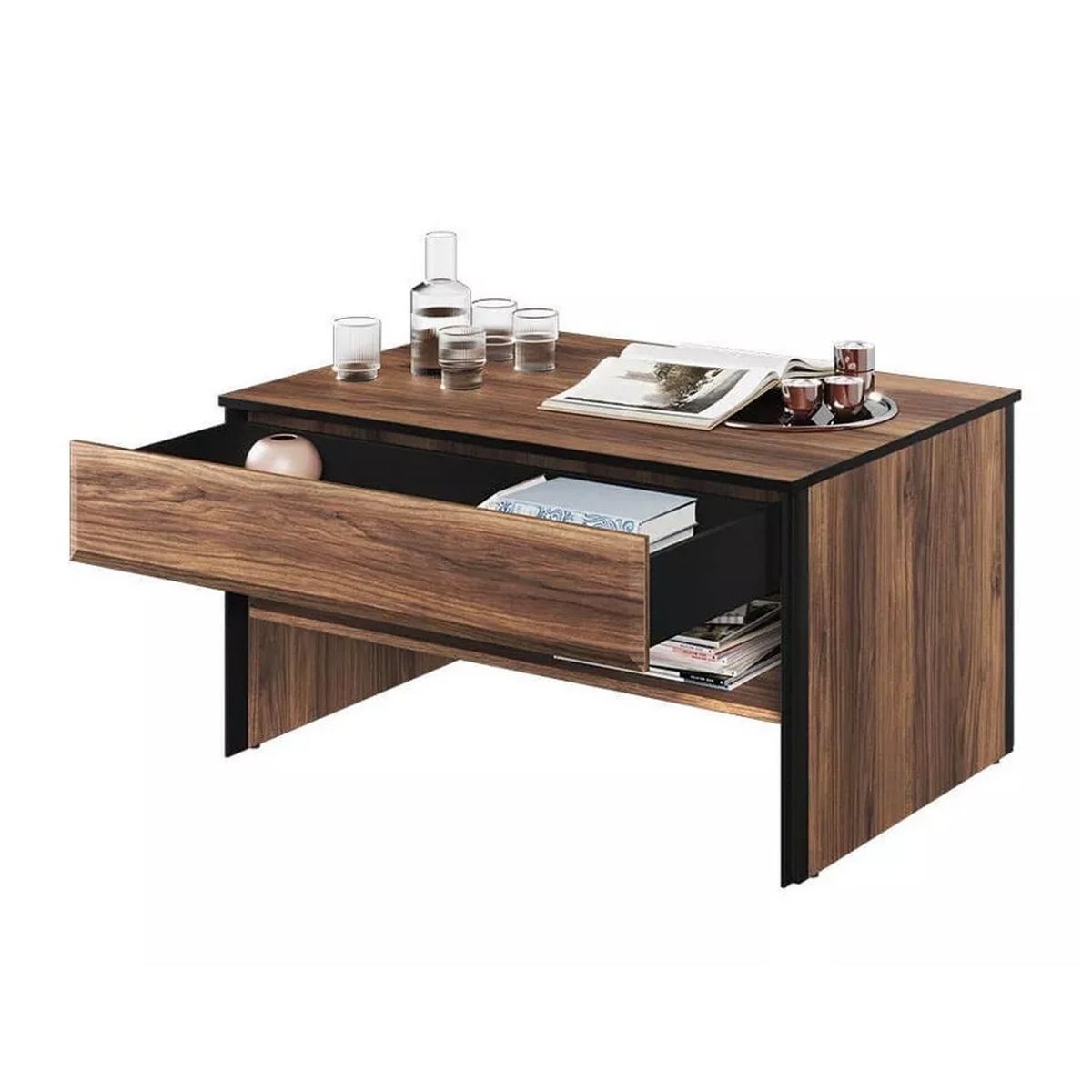 VENTITAS HOME - Mesa de Centro Multifunción Kael Ventitas Home Caramelo y Negro