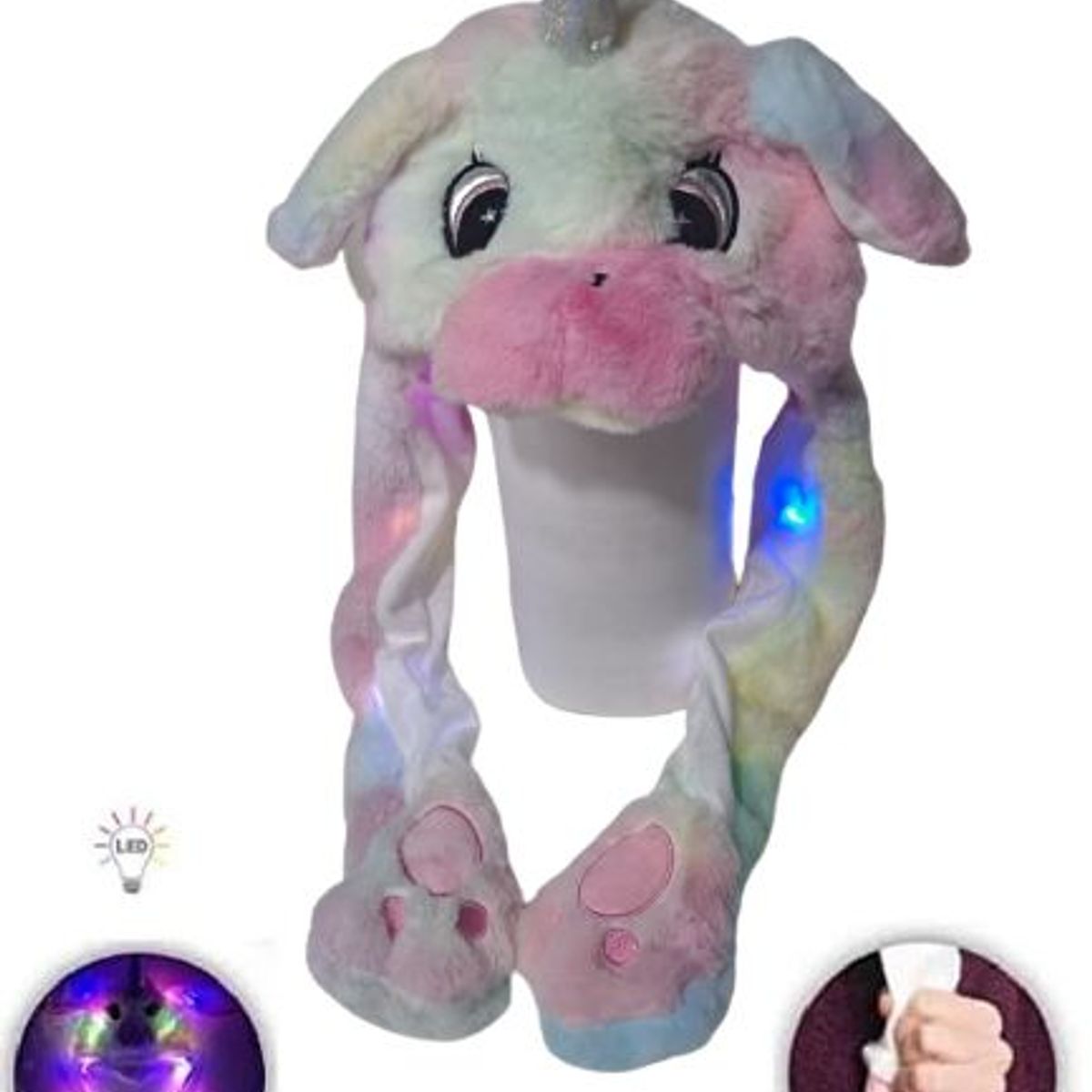 GENERICO - Gorro De Unicornio Con Luces Con Orejas Moviles Gorrito Kawaii