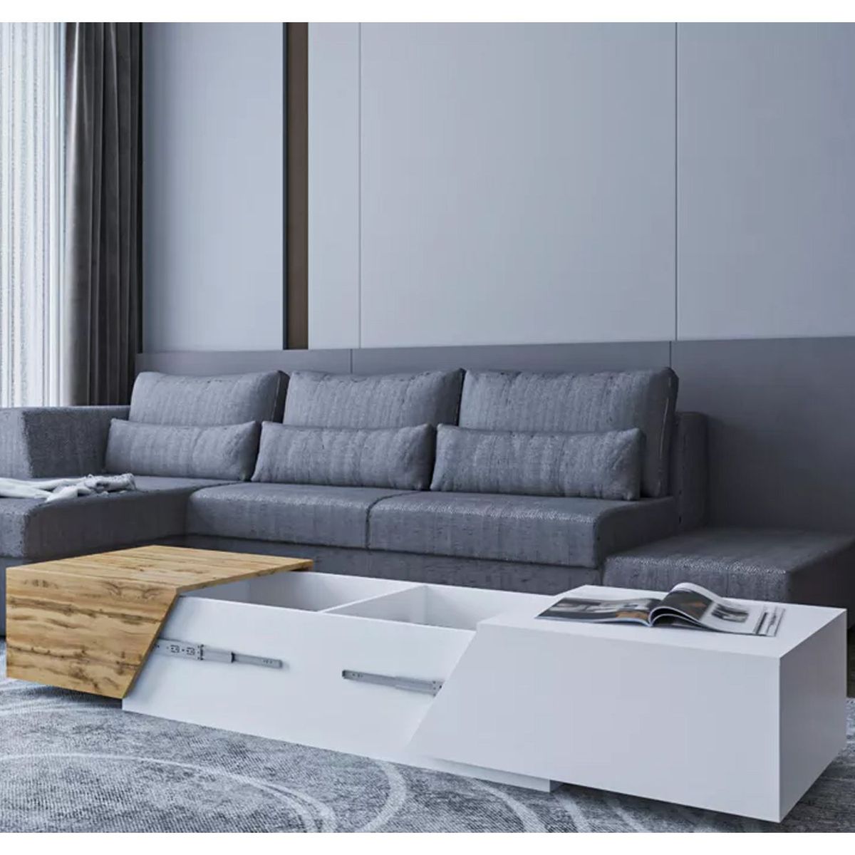 VENTITAS HOME - Mesa de Centro Expandible Ventitas Home Duna y Blanco