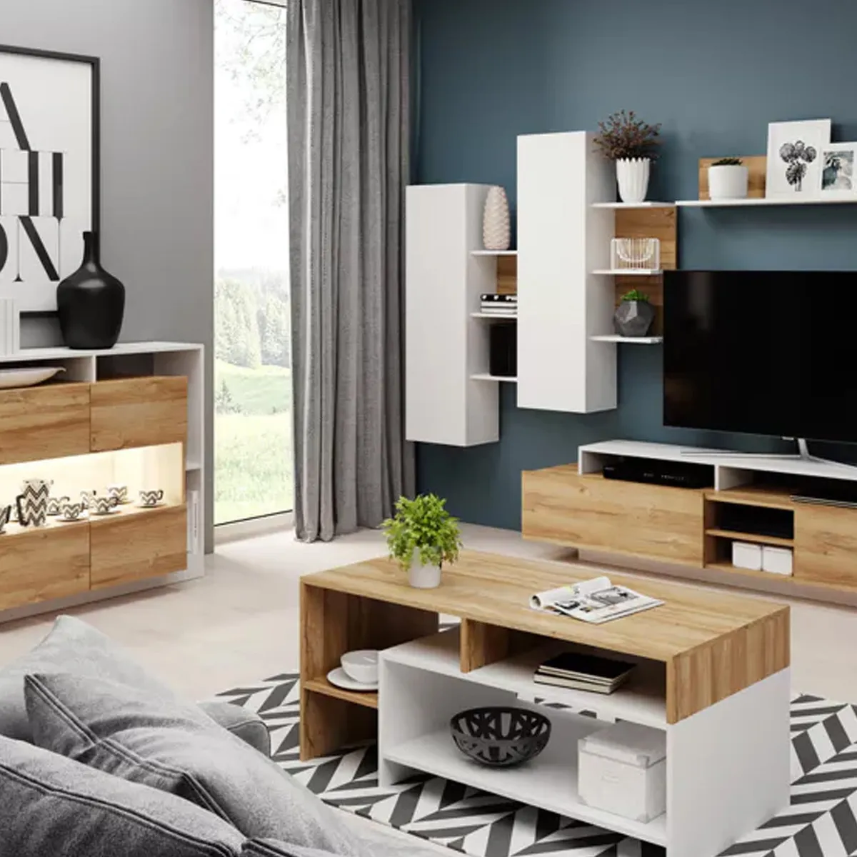 VENTITAS HOME - Mesa de Centro Nórdica Kina Ventitas Home Duna y Blanco