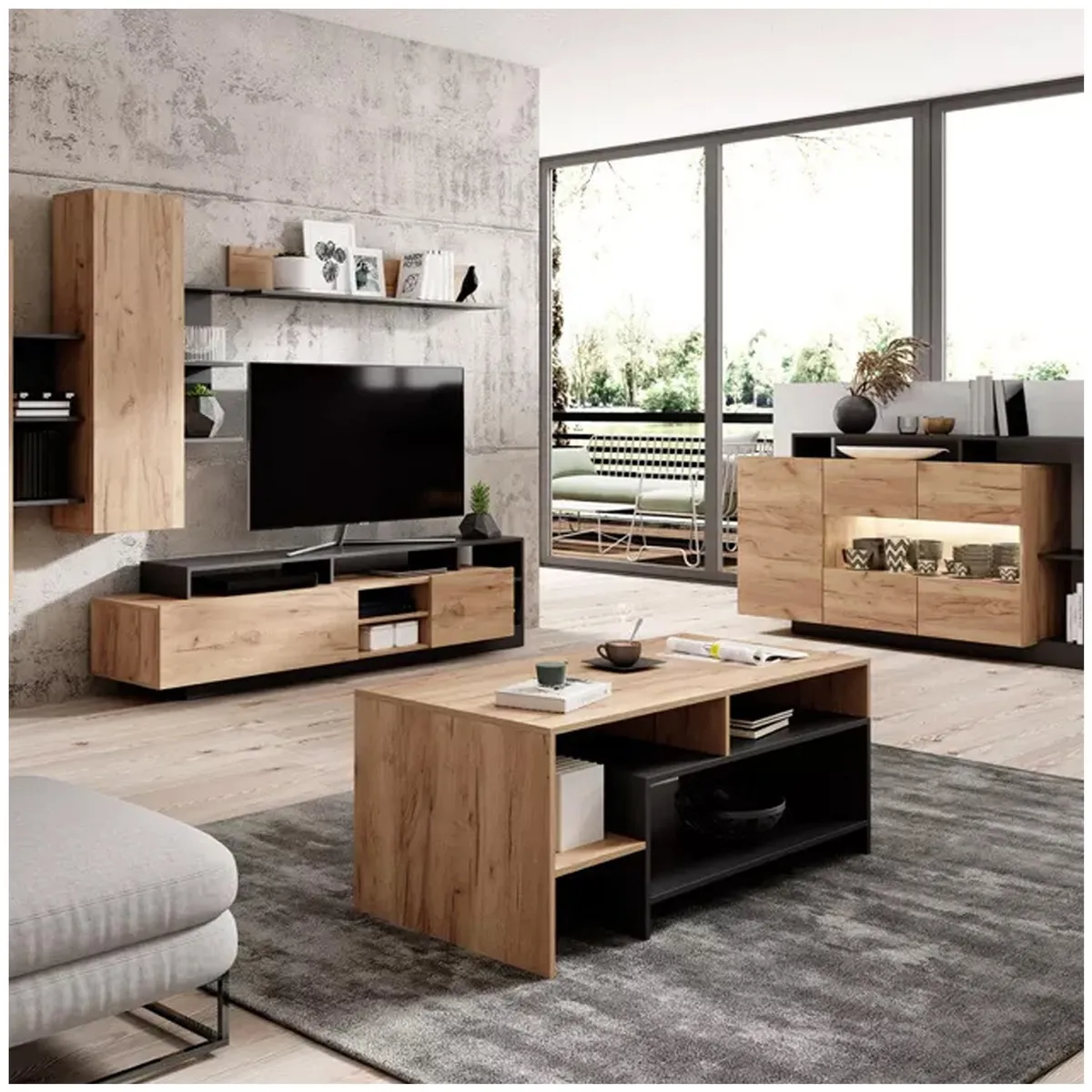 VENTITAS HOME - Mesa de Centro Nórdica Kina Ventitas Home Duna y Negro