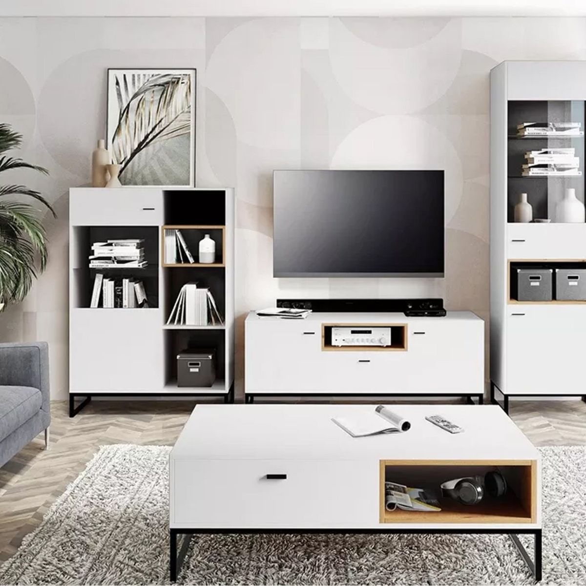 VENTITAS HOME - Mesa de Centro Industrial Veronica Ventitas Home Blanco y Haya