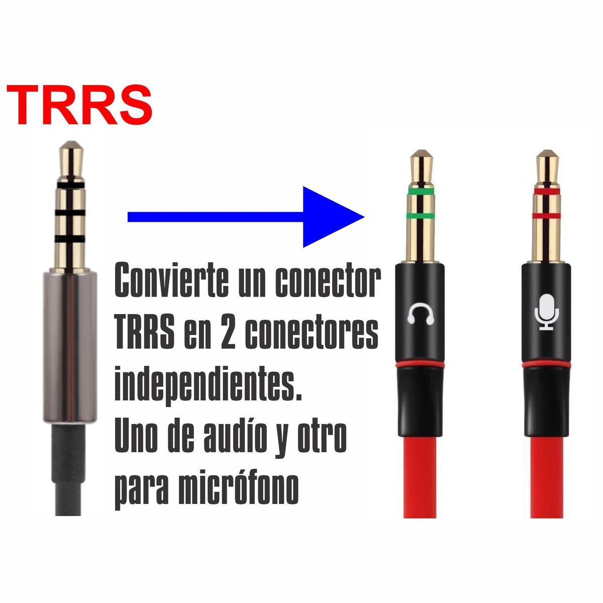 GENERICO - Cable Divisor Audio Micro 1 Hembra 2 Machos Splitter Convertidor