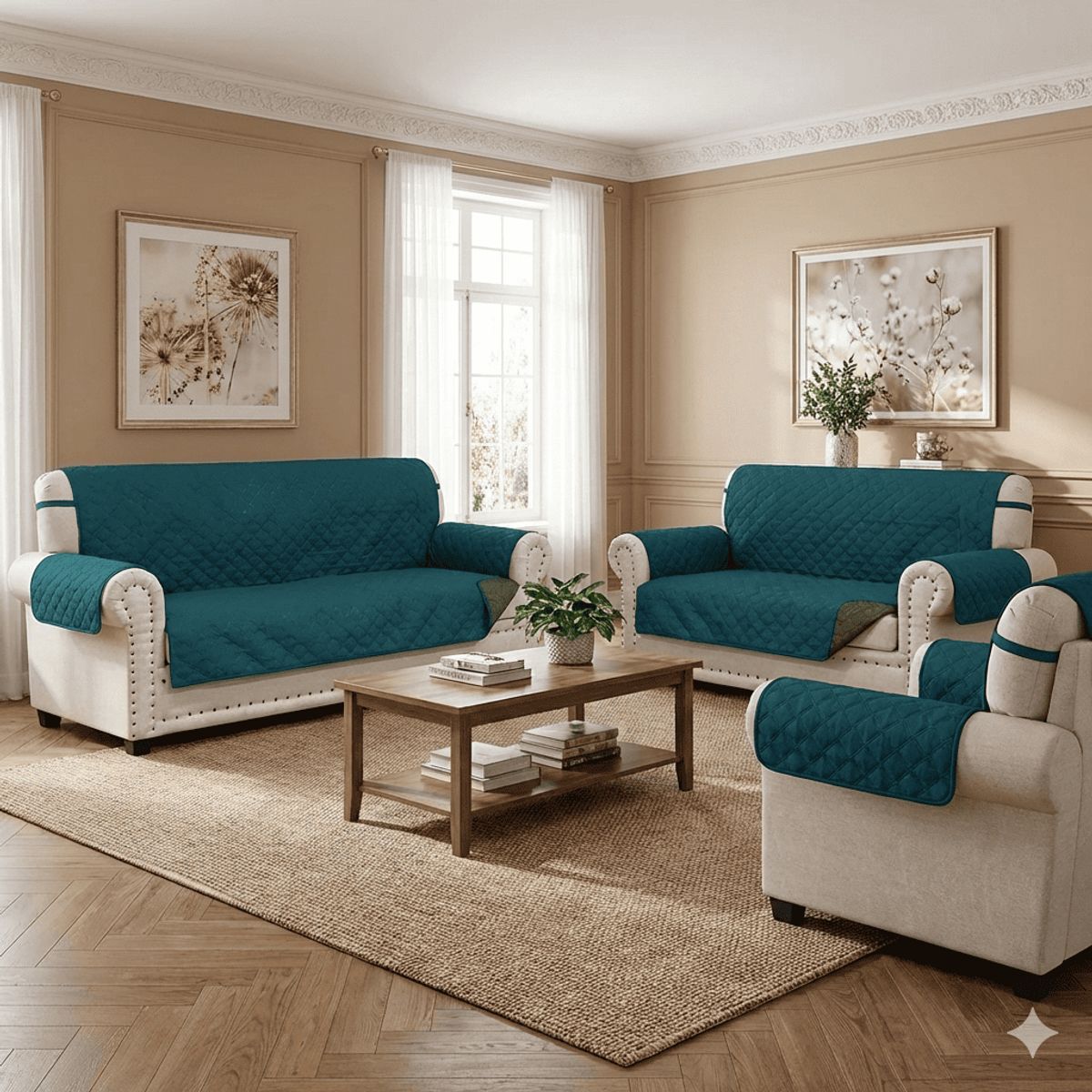 SALA FABULOSA - Protector de mueble impermeable 321 JADE Color reversible PLOMO