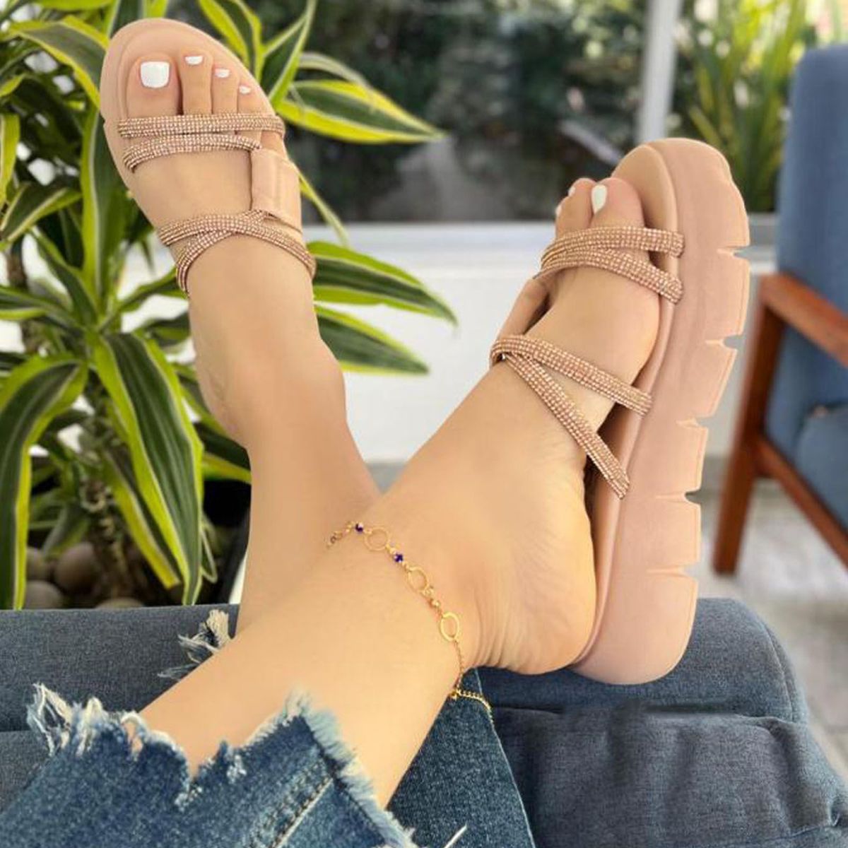 GENERICO - 015L-48 Sandalia Mujer Brittany Marin Beige