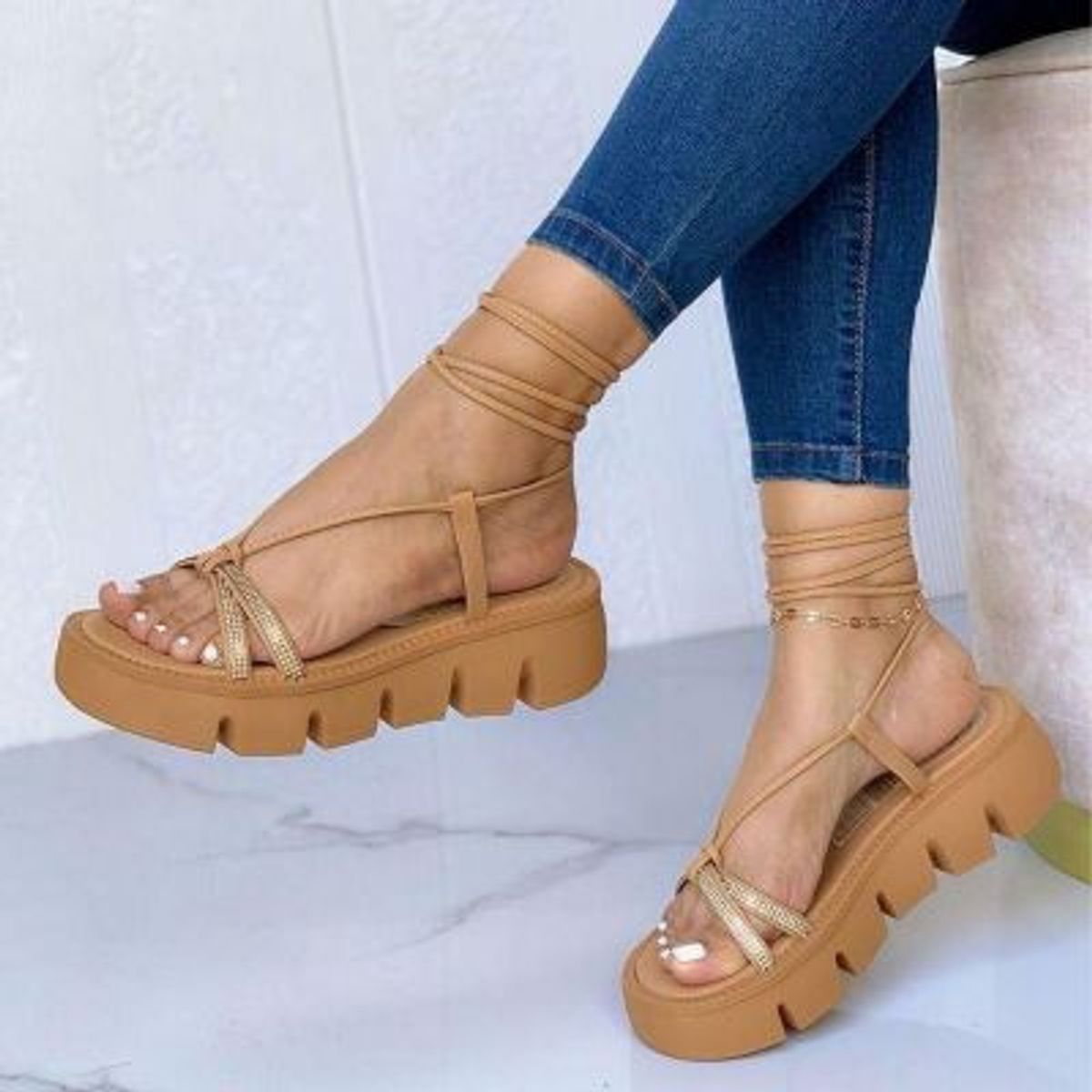 GENERICO - 2019L-45 Sandalias Mujer Leyre Prieto Color Camel