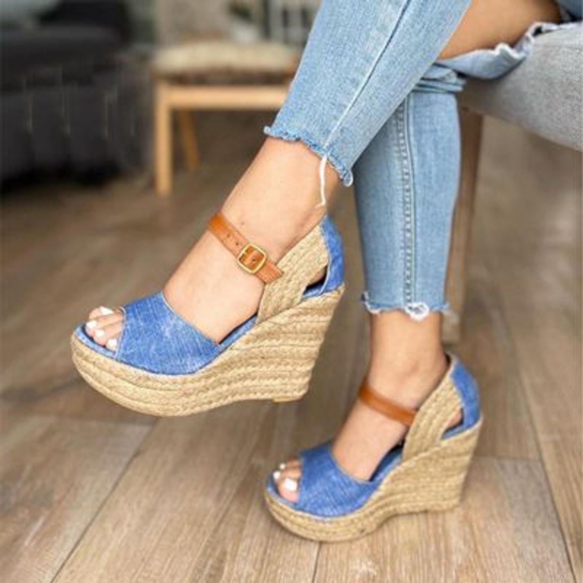 GENERICO - Sandalia Mujer Leticia Coronado Color Celeste