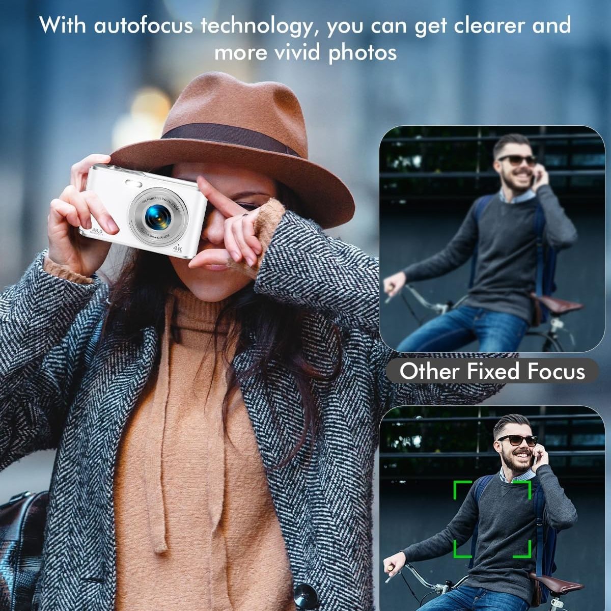 RENVMEXY - Cámara Digital Doble 4K 48MP RENVMEXY DC306L 64GB Plata