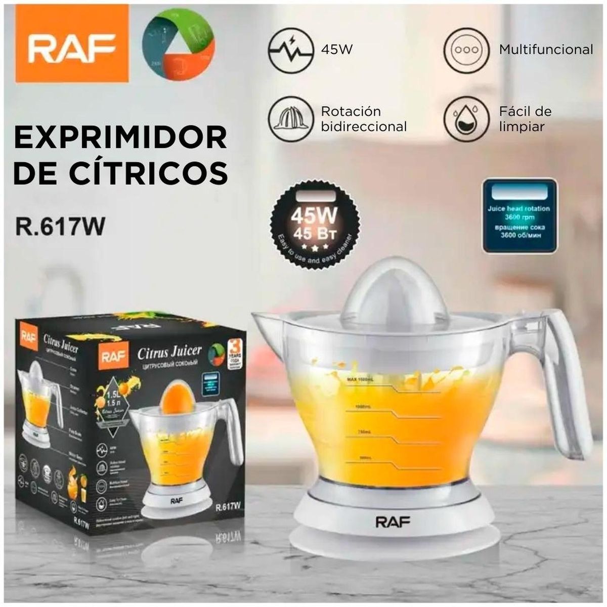 MINARI - Exprimidor de Naranjas Cítricos Eléctrico RAF R617W