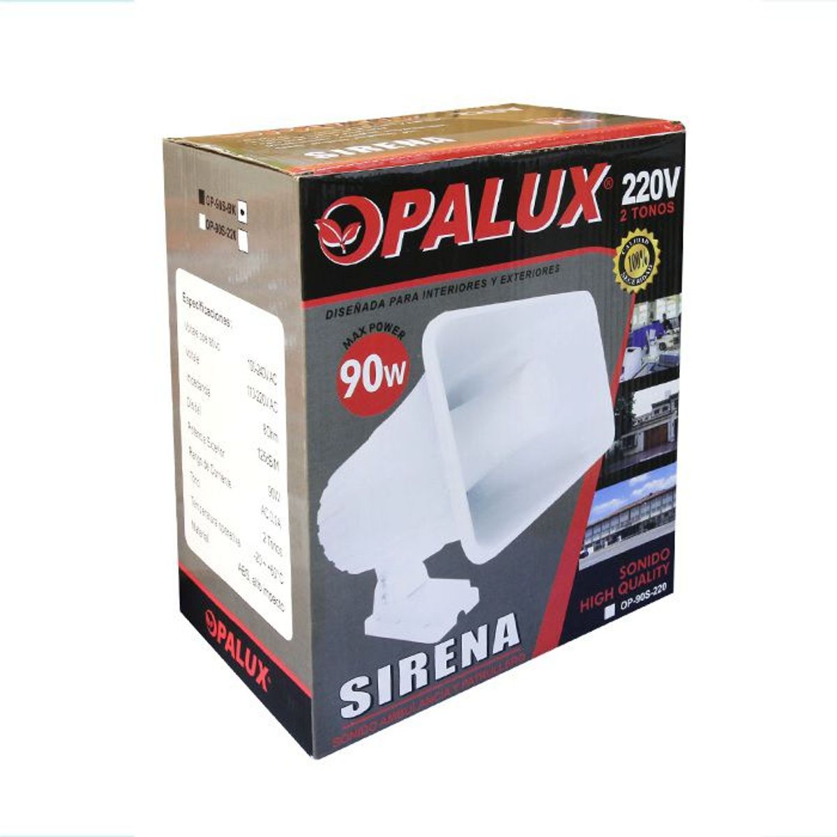 OPALUX - Sirena Blanca 2 Tonos (AMBULANCIA-PATRULLERO) 220v OPALUX