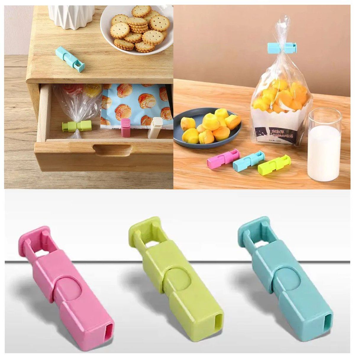 TODO FIT - Clip Sellador De 4 Colores para Cerrar Bolsas Snacks Alimentos