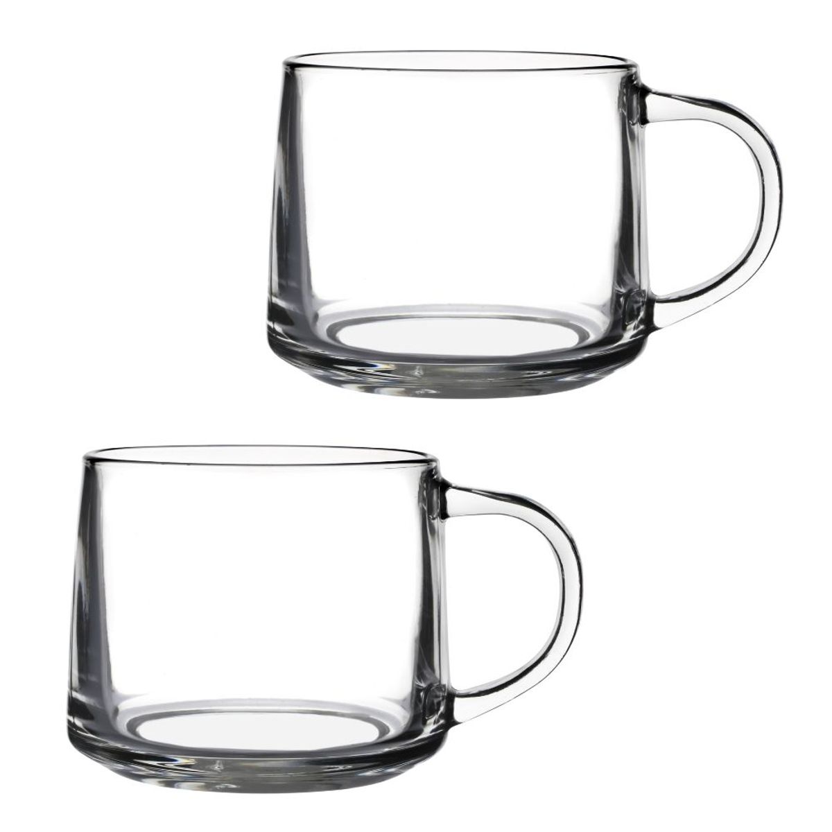 INSPIRA - Juego de 2 Tazas de Vidrio Rectas con Mango Transparente