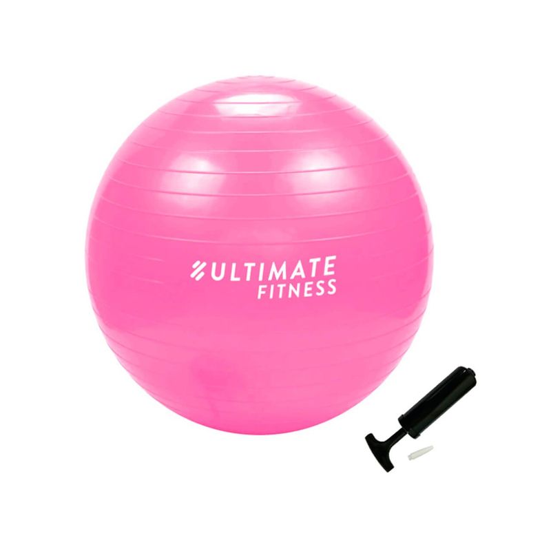 ULTIMATE FITNESS - Balón Pilates 65 cm con Inflador Rosado