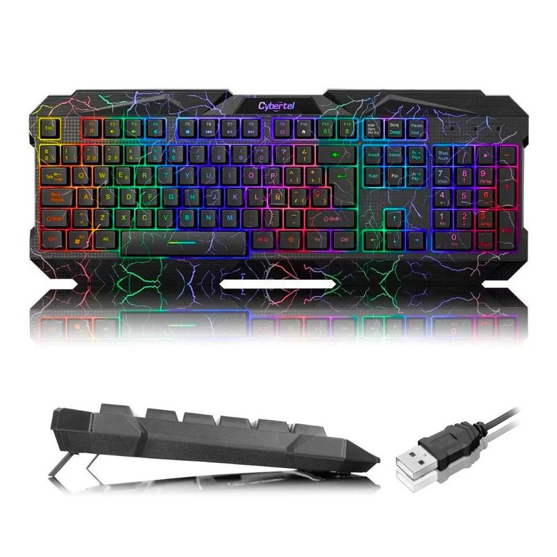CYBERTEL - Teclado Gamer Rainbow Cybertel Twister Diseño Laser Carved