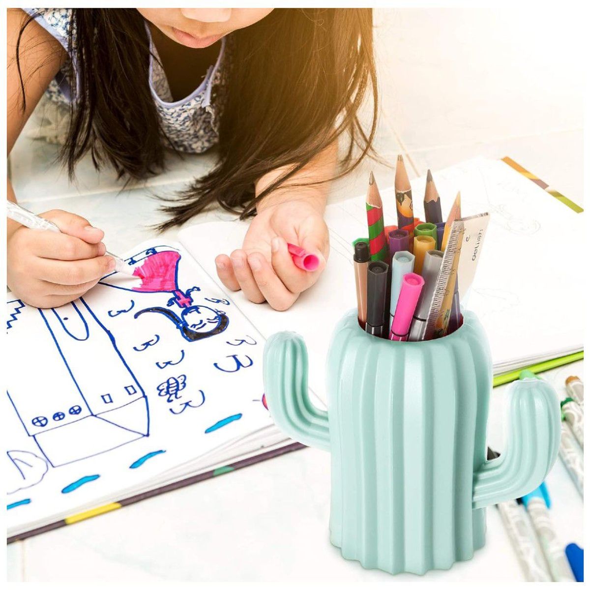 GENERICO - Soporte Multiusos para Lapicero Modelo Cactus de Escritorio