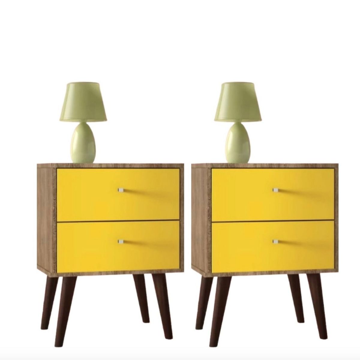 VENTITAS HOME - COMBO 2 Veladores Vintage 2 Cajones Ventitas Home Duna y Amarillo