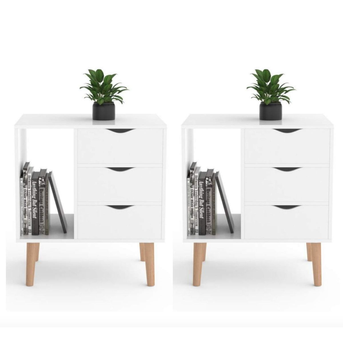 VENTITAS HOME - COMBO 2 Mesas de Noche Velador Vintage Alessia Ventitas Home Blanco