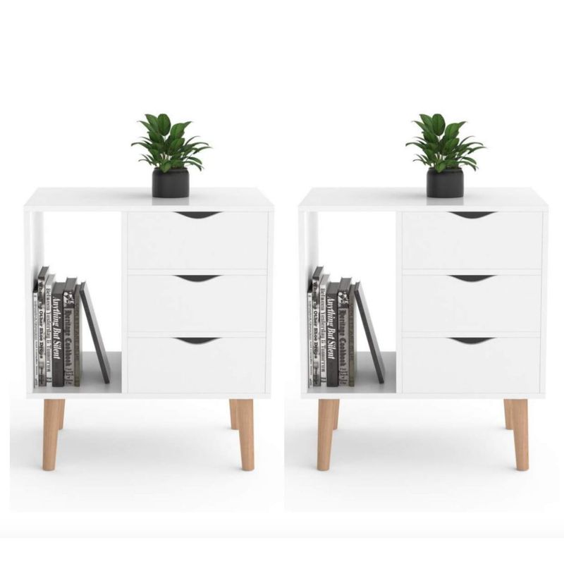 VENTITAS HOME - COMBO 2 Mesas de Noche Velador Vintage Alessia Ventitas Home Blanco