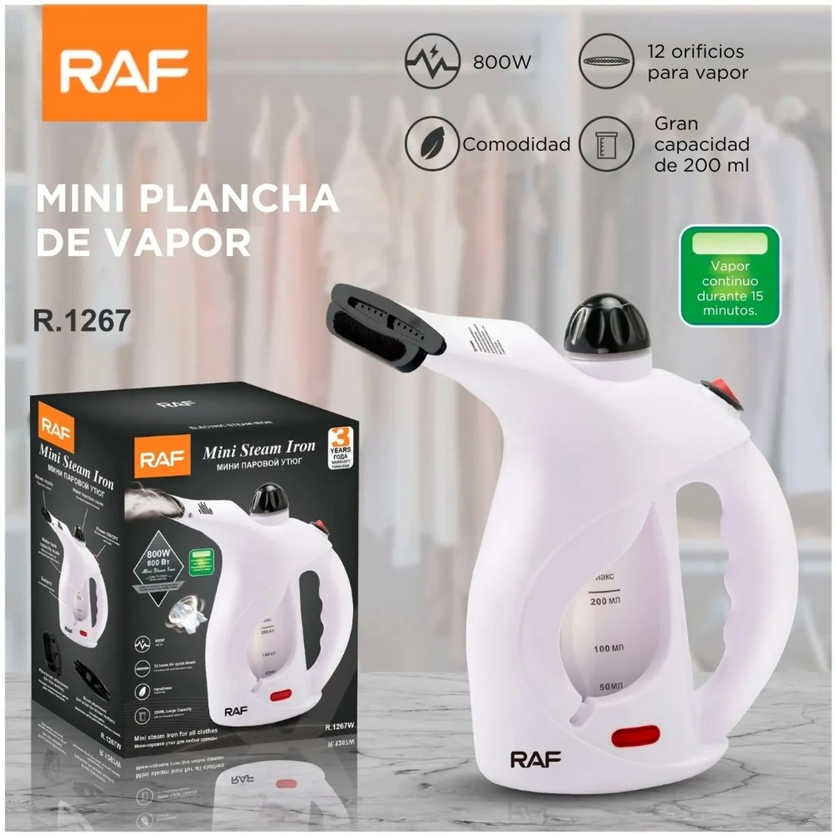 MINARI - Plancha de Vapor Eléctrica Vaporizador de Prendas Portátil  RAF R1267P