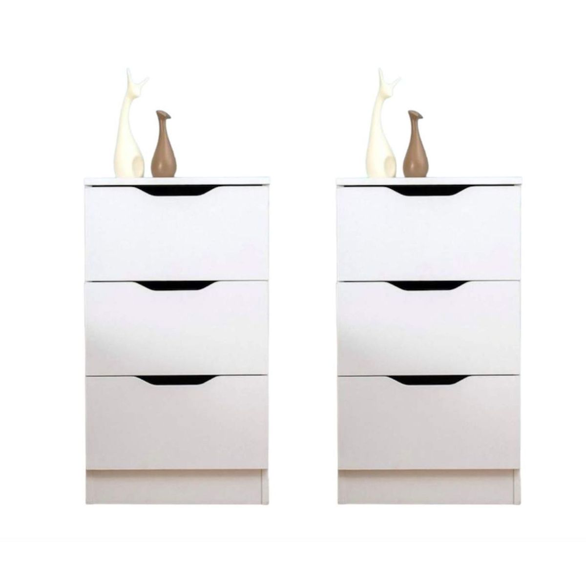 VENTITAS HOME - COMBO 2 Veladores Vintage Iker 3 Cajones Ventitas Home Blanco