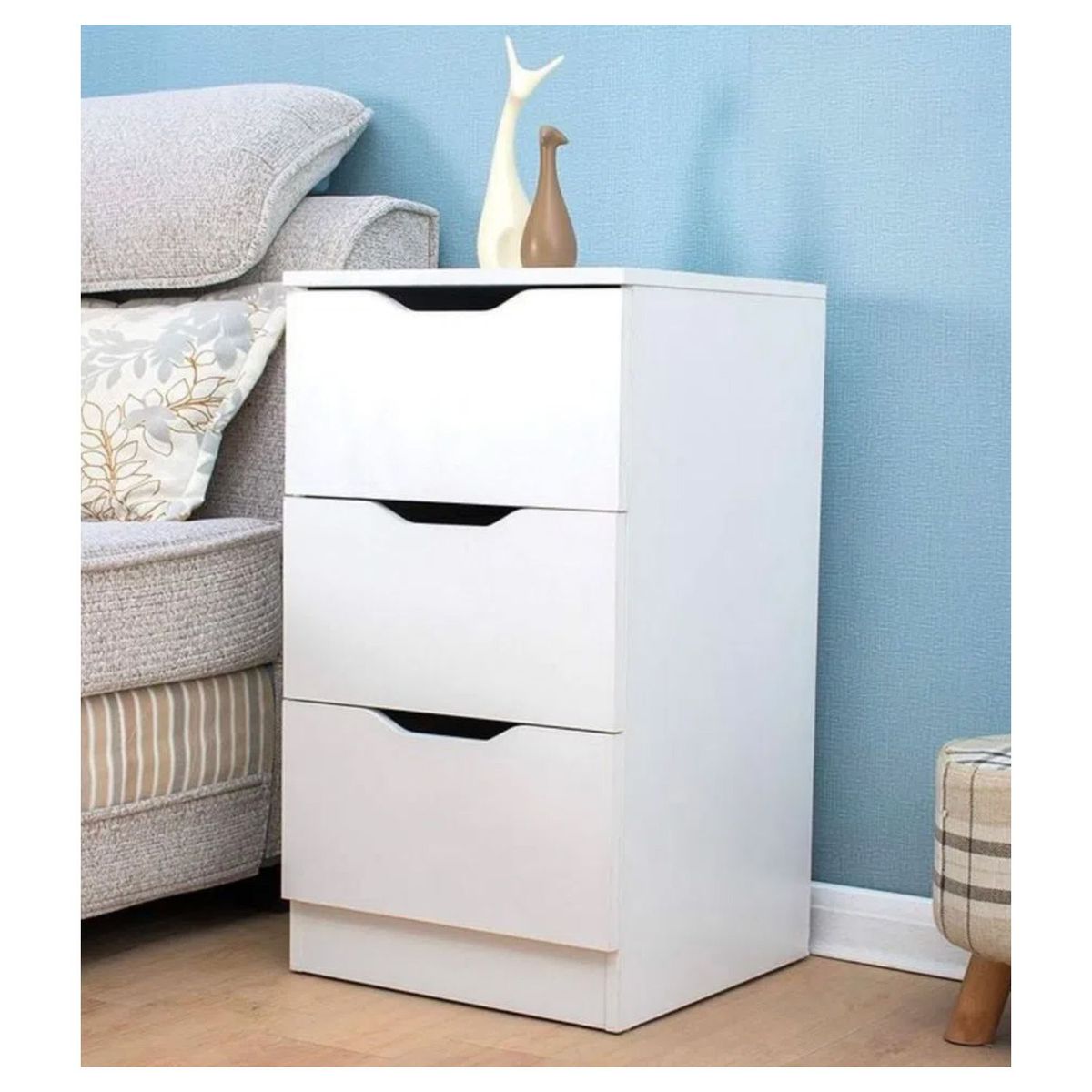 VENTITAS HOME - COMBO 2 Veladores Vintage Iker 3 Cajones Ventitas Home Blanco