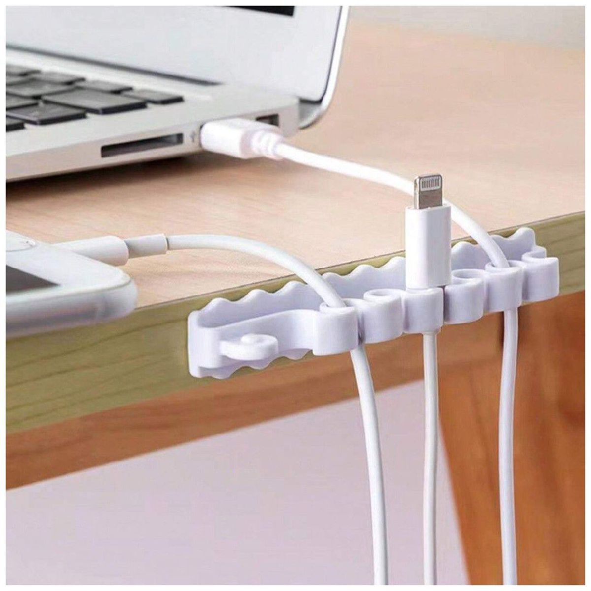 GENERICO - Gancho para Sujetar Cables Hdmi Usb Cargador Adhesivo Blanco x2