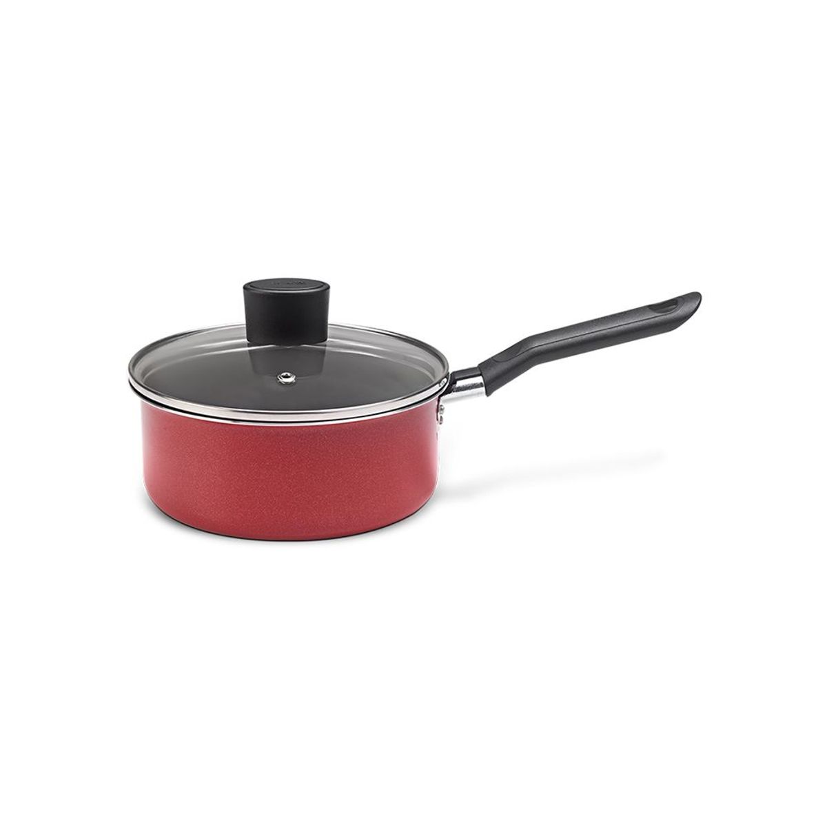 BRINOX - Olla Con Tapa 16cm 1.20L Brinox Garlic Antiadherente Aluminio Rojo
