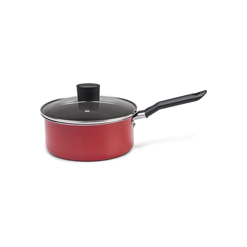 BRINOX - Olla Con Tapa 18 cm 1.75L Brinox Garlic Antiadherente Aluminio Rojo