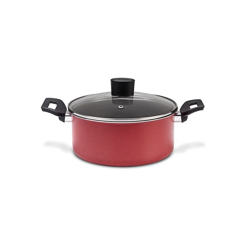 BRINOX - Cacerola Con Tapa 20cm 2.5L Brinox Garlic Antiadherente Aluminio Rojo