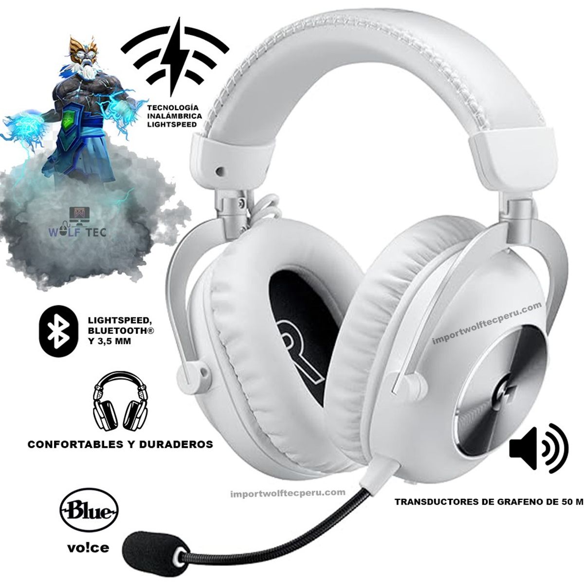 LOGITECH - AUDIFONO LOGITECH G PRO X 2 LIGHTSPEED WIRELESS / BT / 3.5 MM WHITE