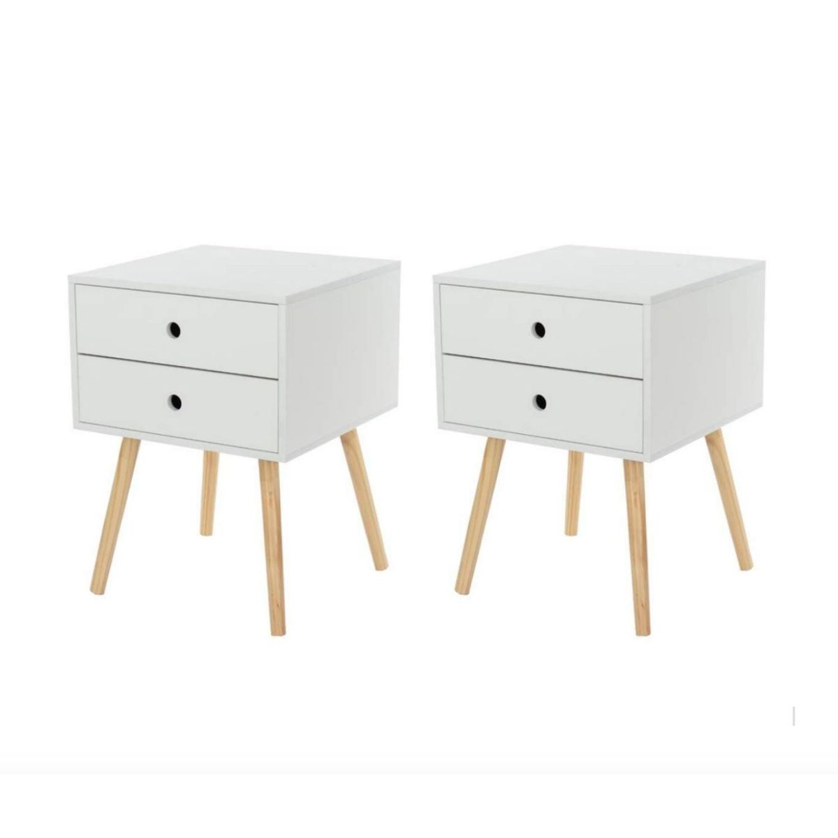 VENTITAS HOME - COMBO 2 Mesas de Noche Vintage Kimora 2 Cajones Ventitas Home Blanco