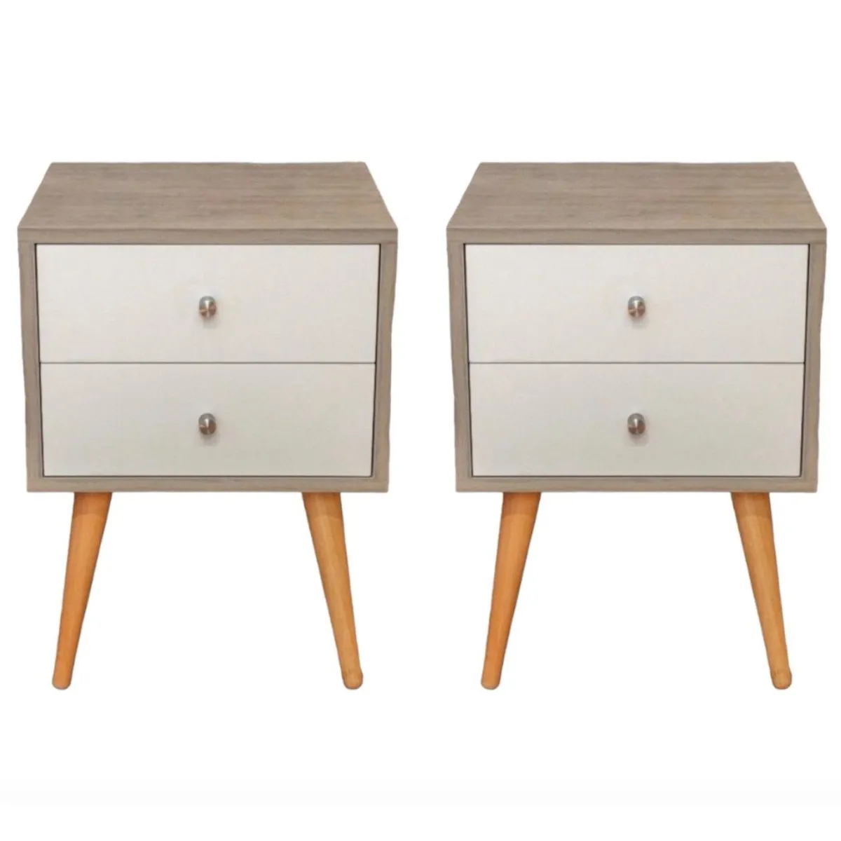 VENTITAS HOME - COMBO 2 Veladores Vintage 2 Cajones Ventitas Home Gris