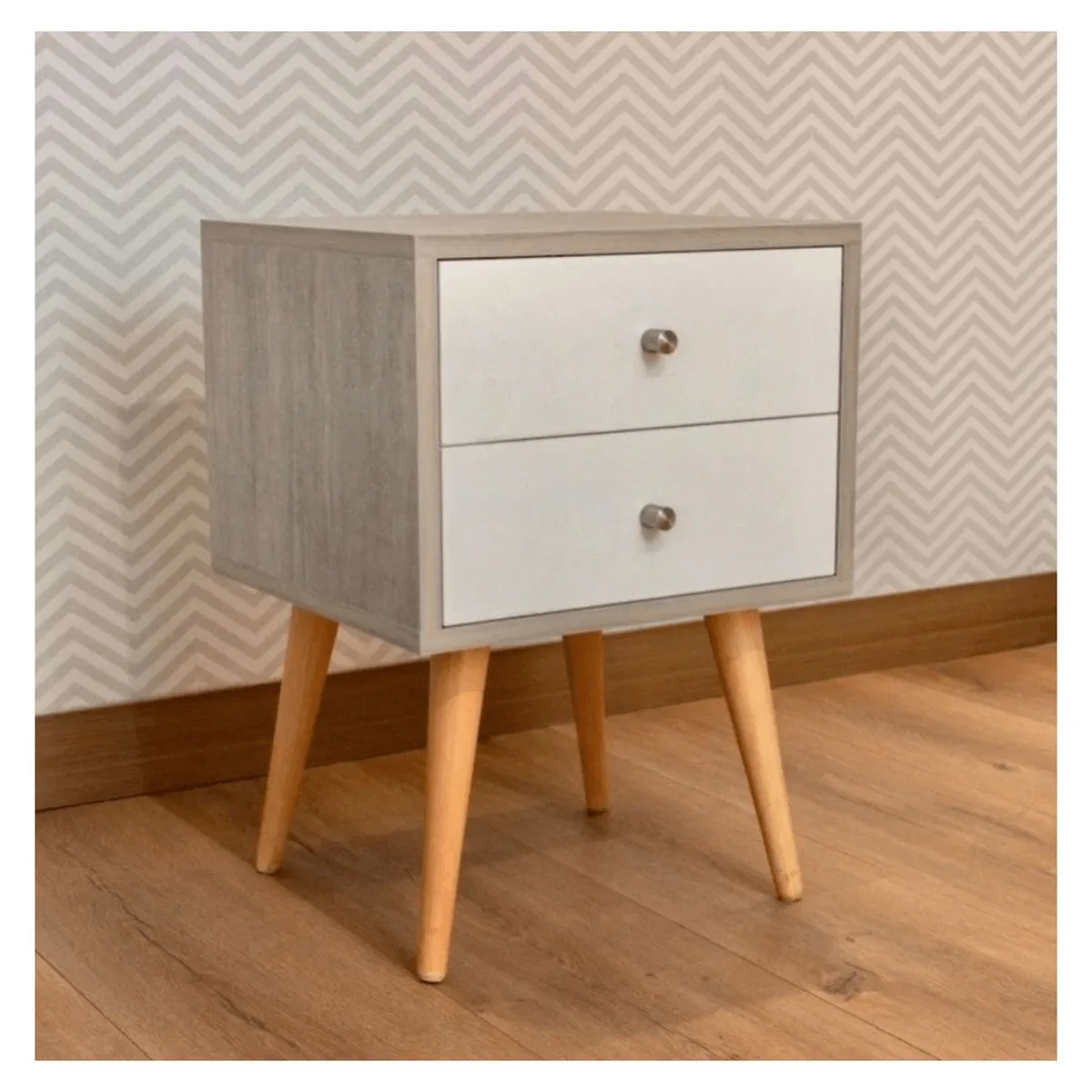 VENTITAS HOME - COMBO 2 Veladores Vintage 2 Cajones Ventitas Home Gris