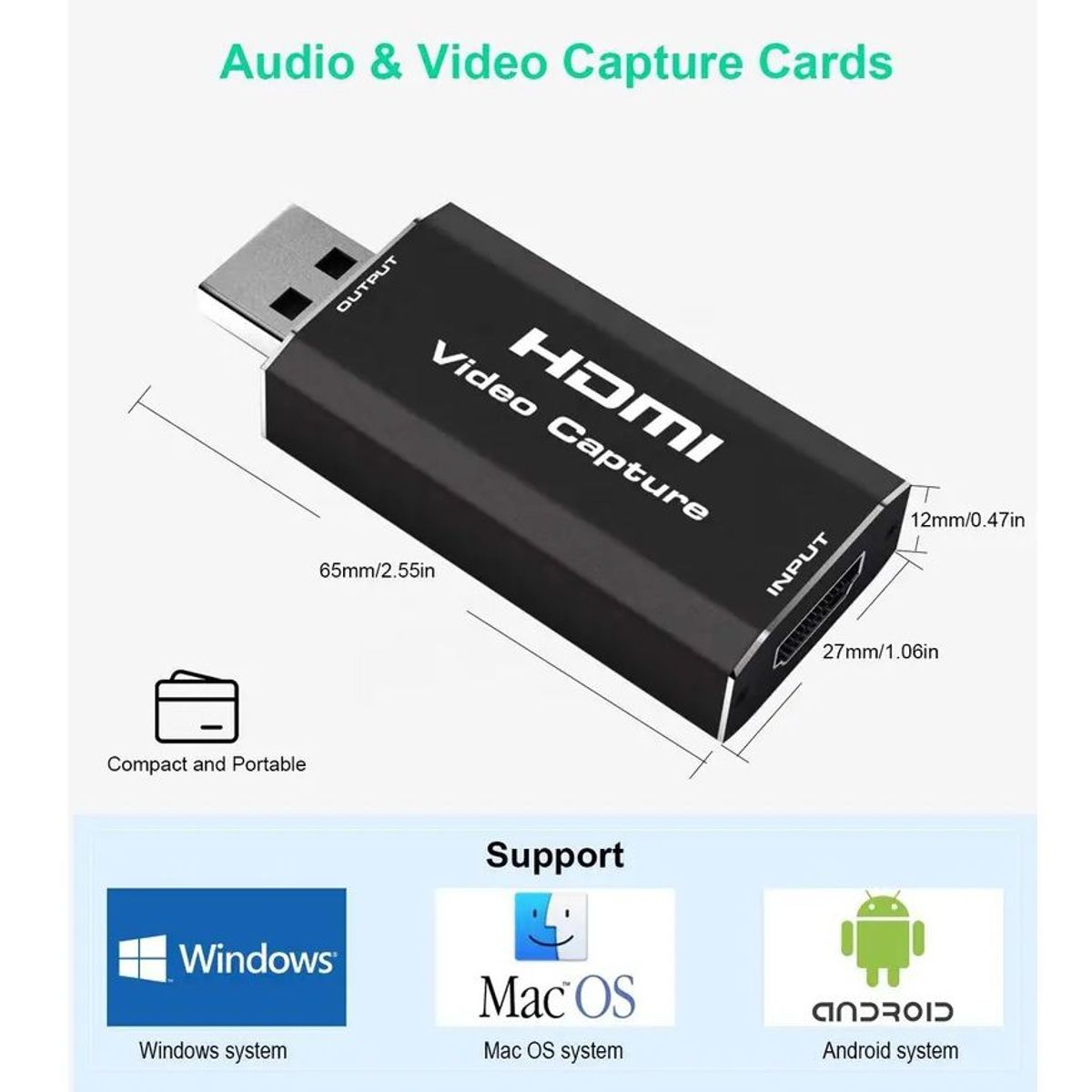 OEM - Capturador de Video USB a Hdmi Full HD 1080P para Pc Laptop