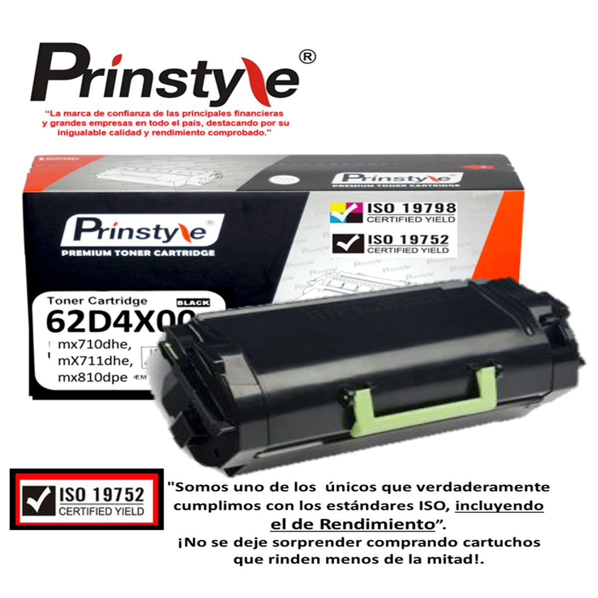 PRINSTYLE - TONER PRINSTYLE 62D4X00   624X  P/ LEXMARK 45.000 PÁG.  ISO   19752