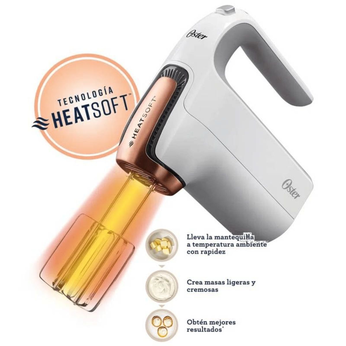 OSTER - Batidora de Mano Tecnología HeatSoft - FPSTHMAMR