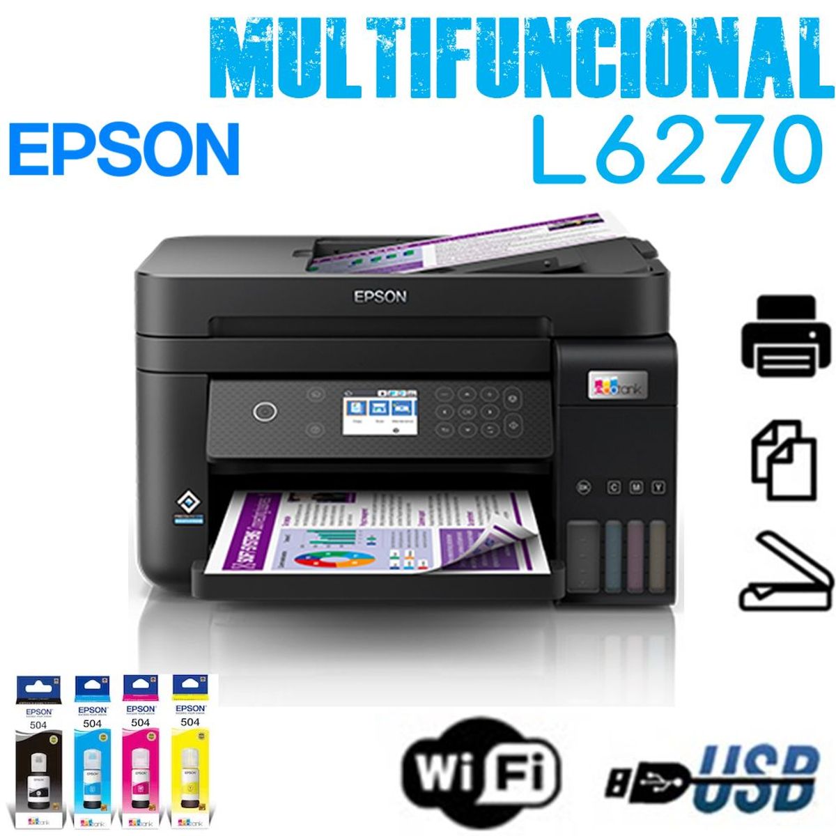 EPSON - Impresora EPSON L6270 multifuncional wifi usb Imprime Copia Escanea