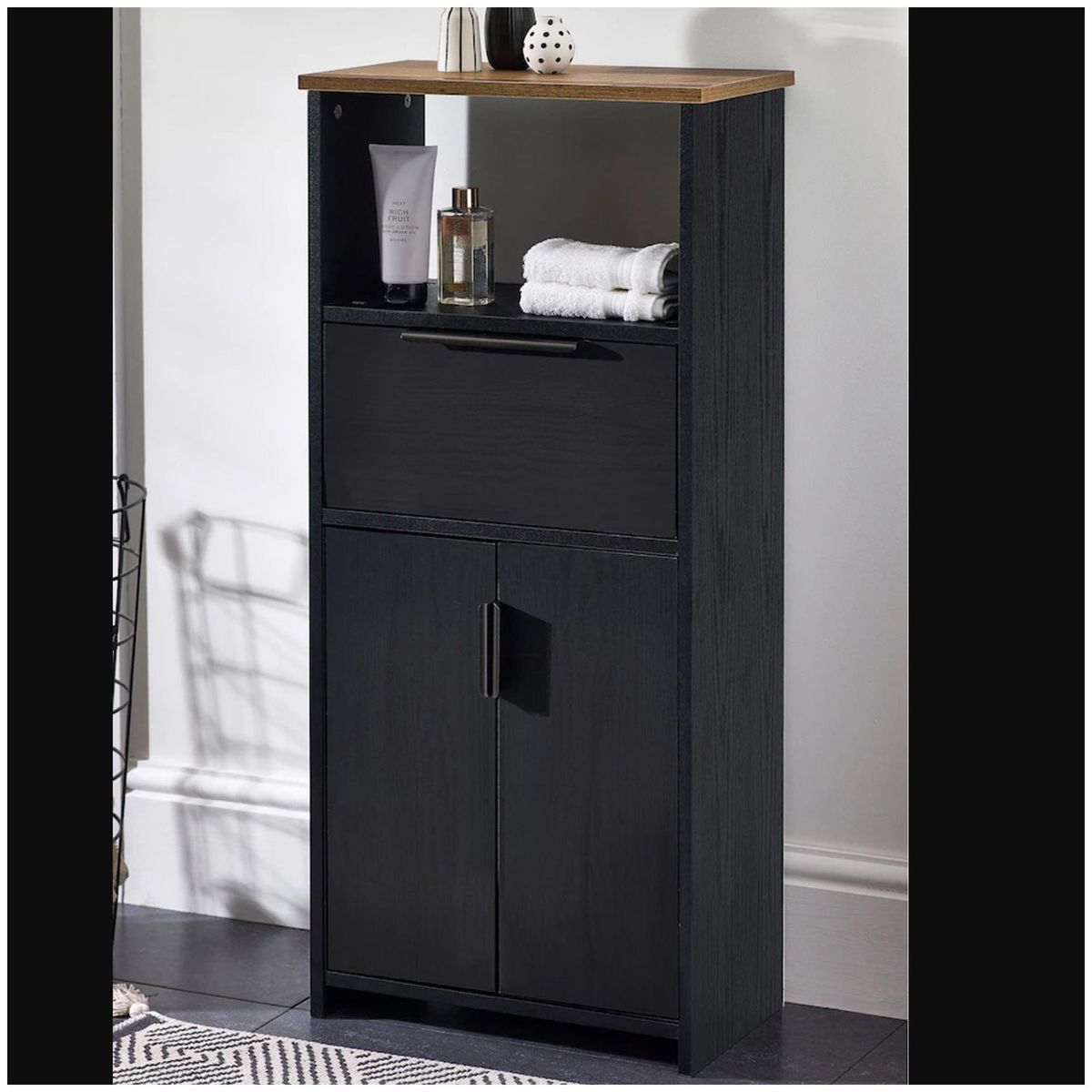 VENTITAS HOME - Organizador de Baño Poland Ventitas Home Roble  Negro y Duna