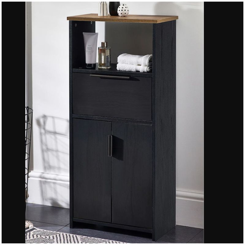 VENTITAS HOME - Organizador de Baño Poland Ventitas Home Roble  Negro y Duna