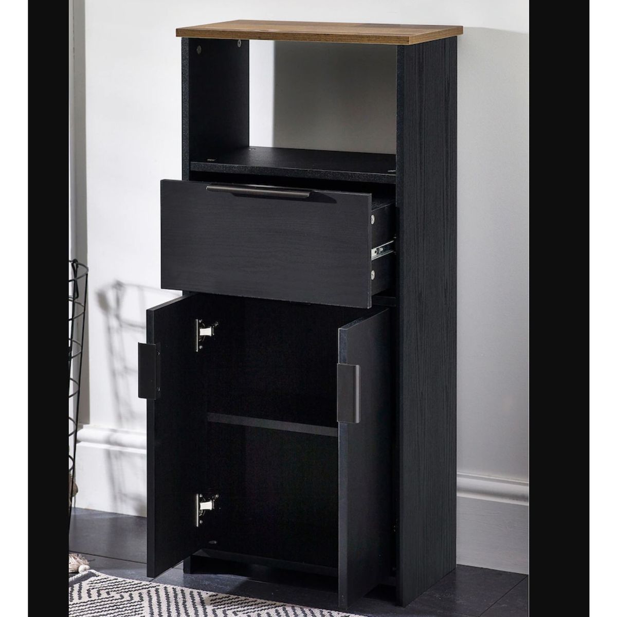 VENTITAS HOME - Organizador de Baño Poland Ventitas Home Roble  Negro y Duna