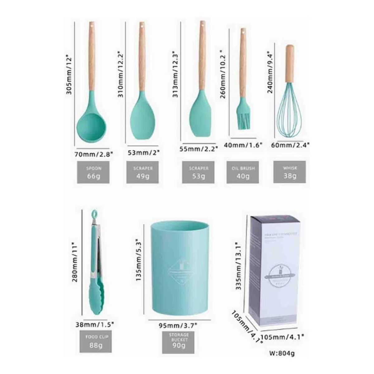 GENERICO - Juego de utensilios de cocina de silicona de 12 piezas