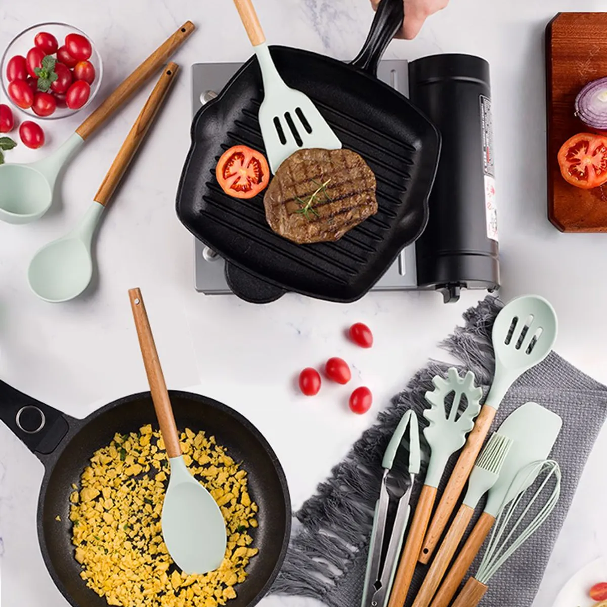 GENERICO - Juego de utensilios de cocina de silicona de 13 piezas