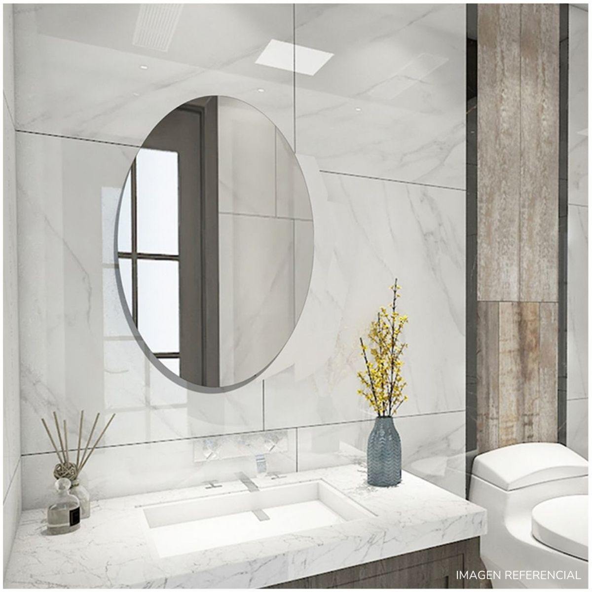 GENERICO - Espejo adhesivo Ovalado decorativo sticker 60 x 40