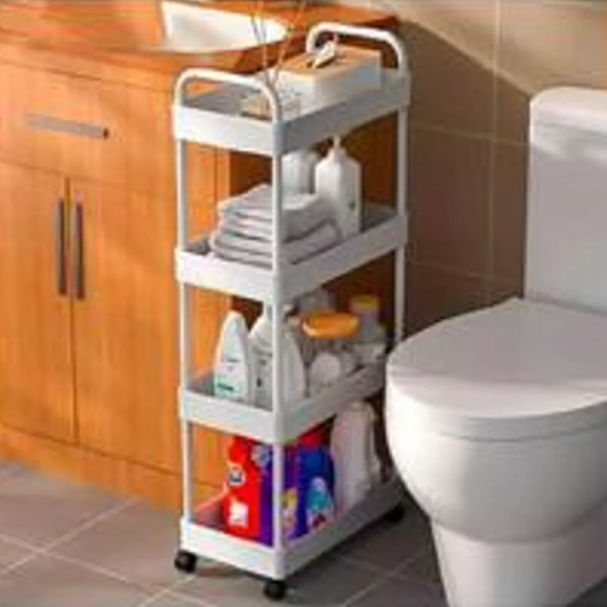 INSPIRA MARKET - Carrito estante para almacenamiento 4 niveles multiusos rodante